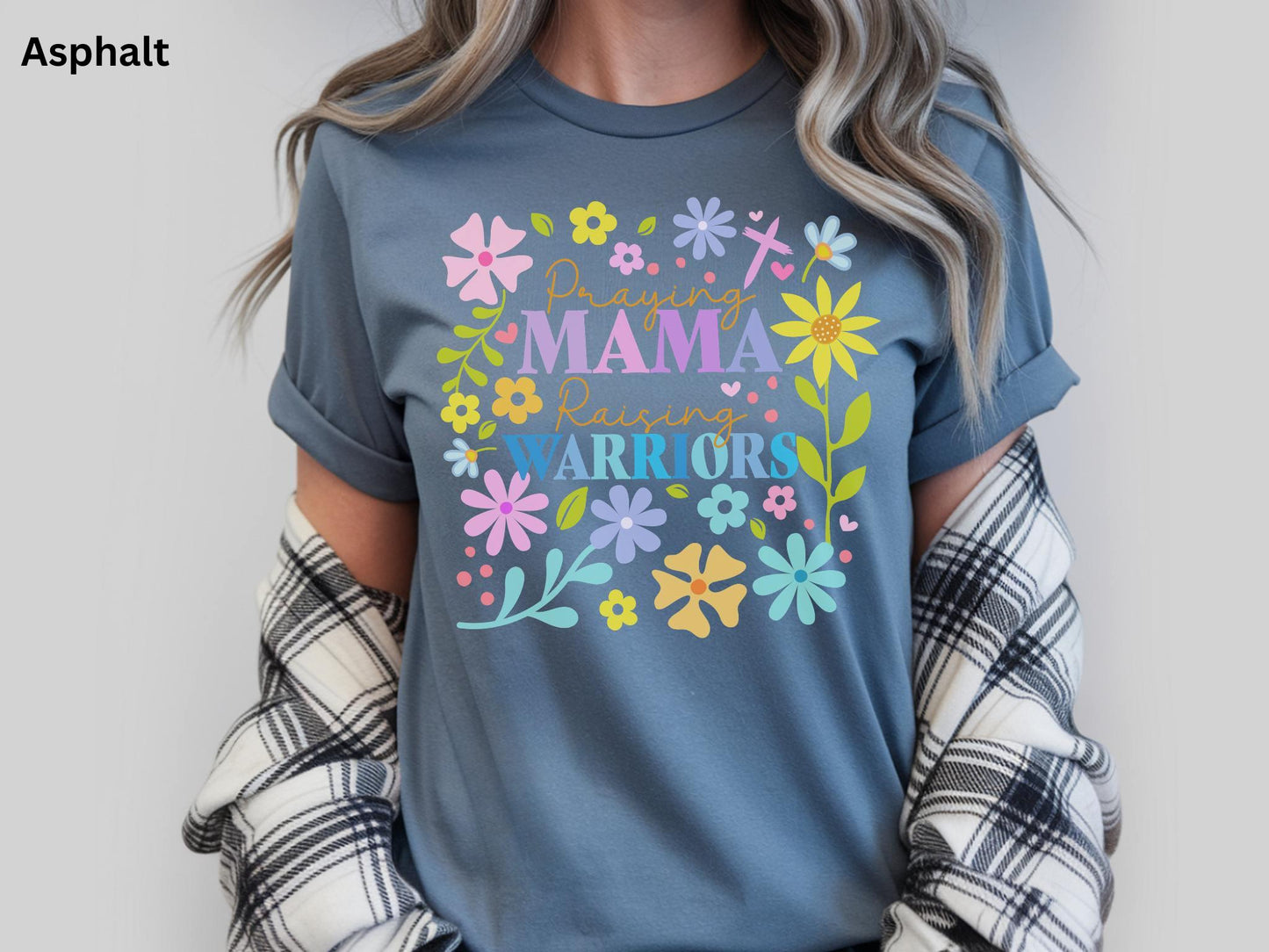 Praying Mama Raising Warriors Christian Tee
