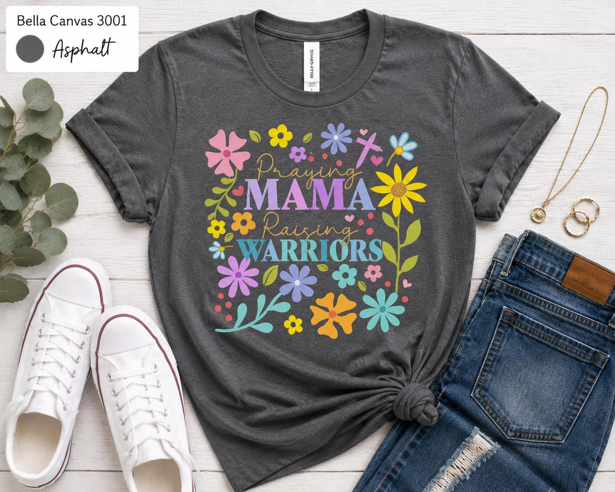 Praying Mama Raising Warriors Christian Tee