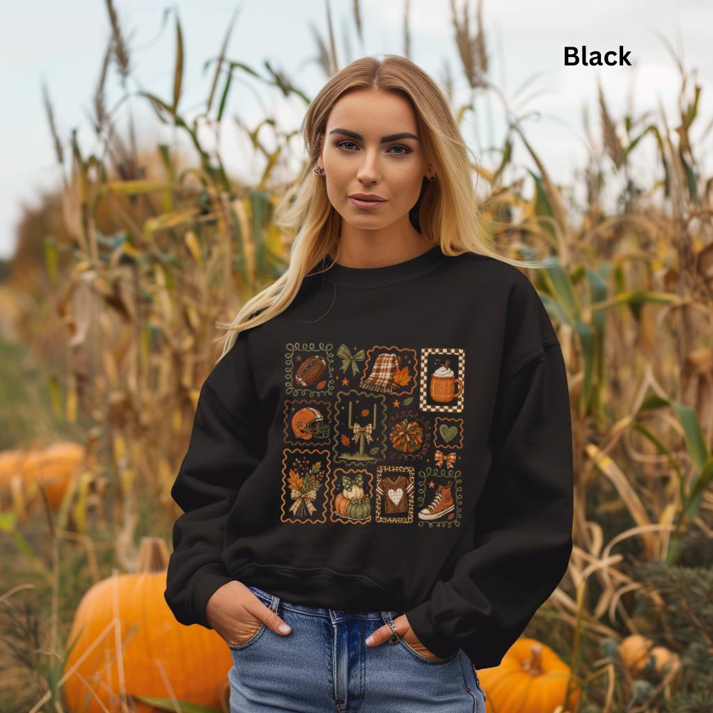 Fall Football Collage Sweatshirt, Cozy Game Day Crewneck, Football Mom Sweatshirt, Cute Autumn Graphic Sweatshirt, Friday Night Lights