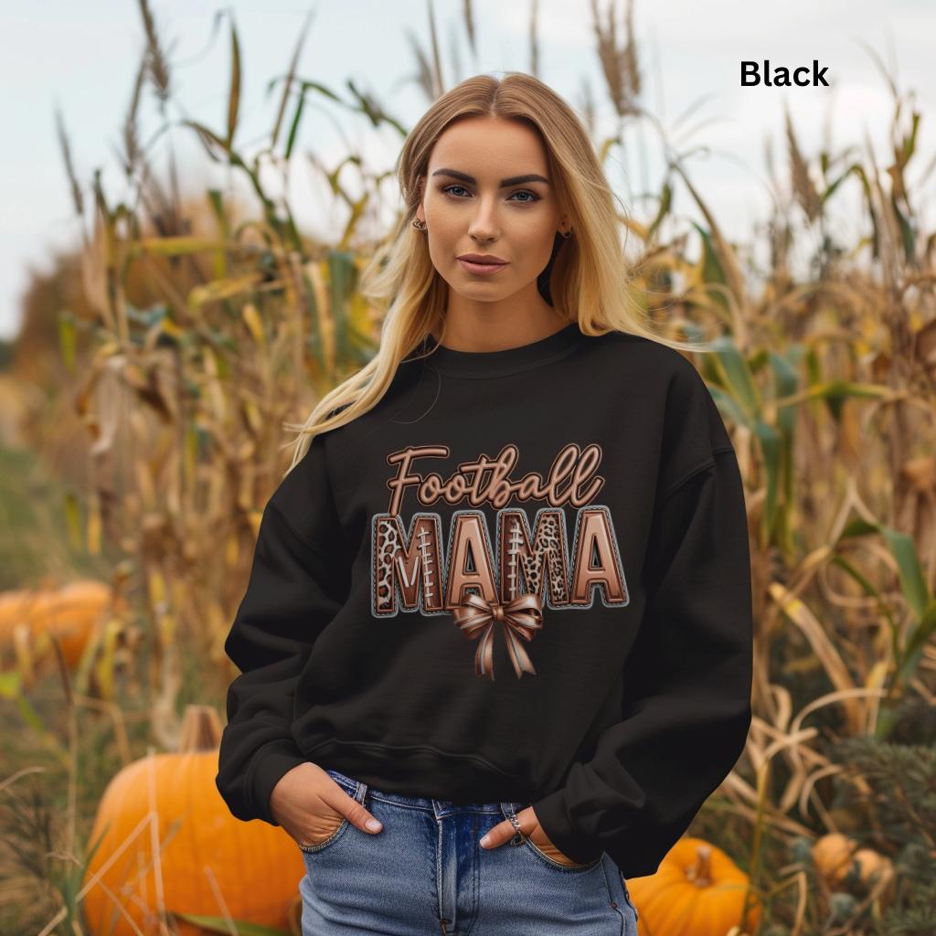 Football Mama Sweatshirt, Football Mom Crewneck, Leopard Football Sweatshirt, Game Day Crewneck, Sports Mom Sweatshirt, Football Season Gift