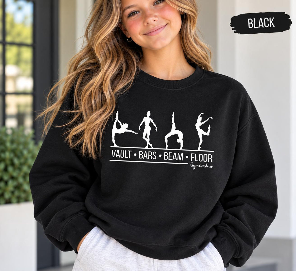 Personalized Gymnast Shirt or Sweatshirt, Gymnast Tee, Vault Bars Beam Floor Shirt, Gymnastics Gift, Youth Adult Gymnast Shirt