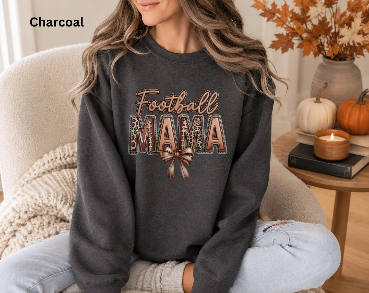 Football Mama Sweatshirt, Football Mom Crewneck, Leopard Football Sweatshirt, Game Day Crewneck, Sports Mom Sweatshirt, Football Season Gift