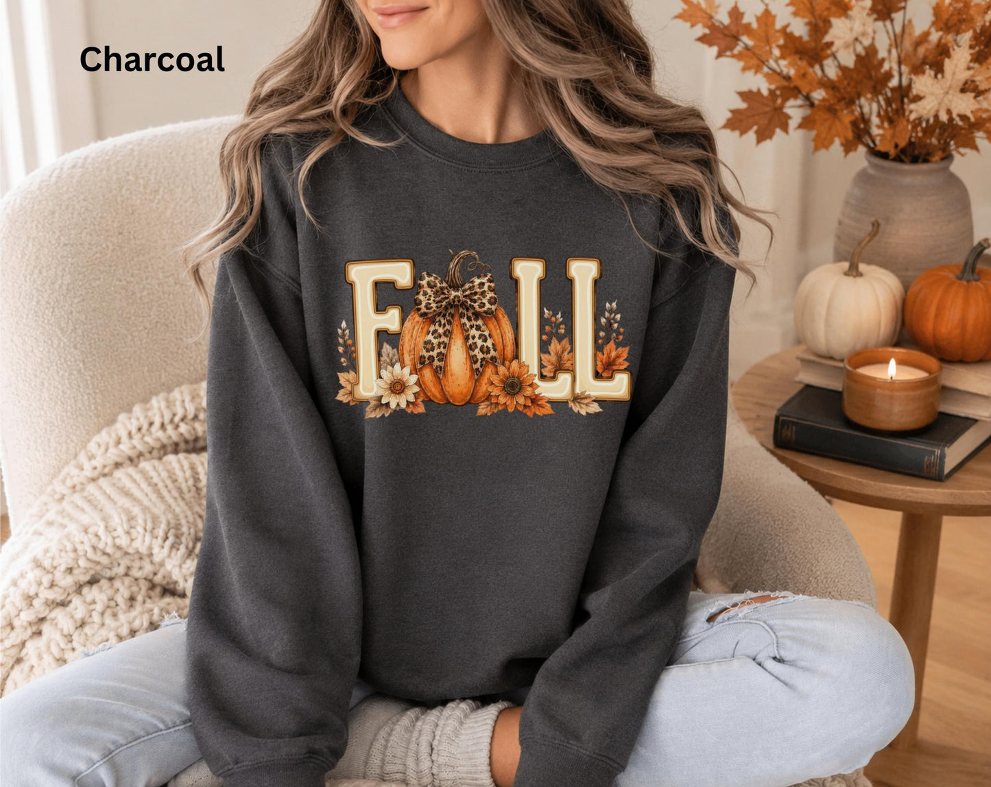 Fall Pumpkin Sweatshirt, Cute Autumn Crewneck, Leopard Bow Pumpkin Sweatshirt, Cozy Fall Graphic Sweatshirt, Pumpkin Patch Outfit
