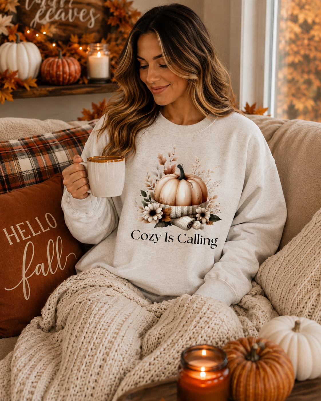 Fall Pumpkin Crewneck, Cozy Is Calling Sweatshirt, Cozy Autumn Sweatshirt, Pumpkin Patch Sweatshirt, Cute Fall Graphic Crew, Gift for Her