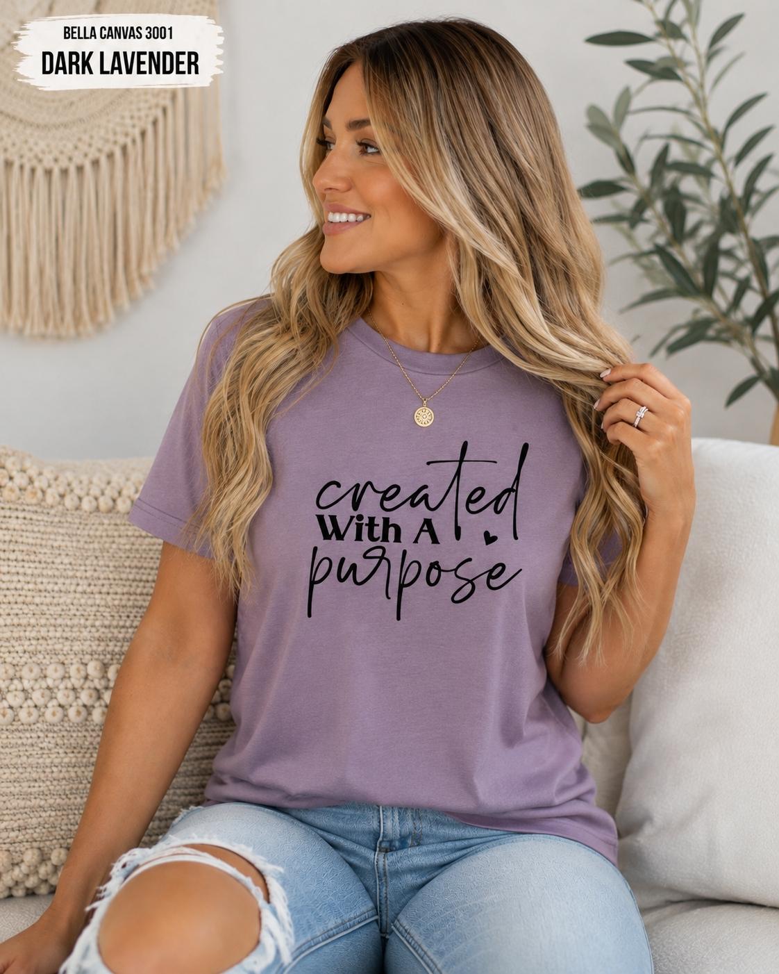 Created With Purpose Christian T-Shirt, Inspirational Bible Verse Tee, Faith Apparel