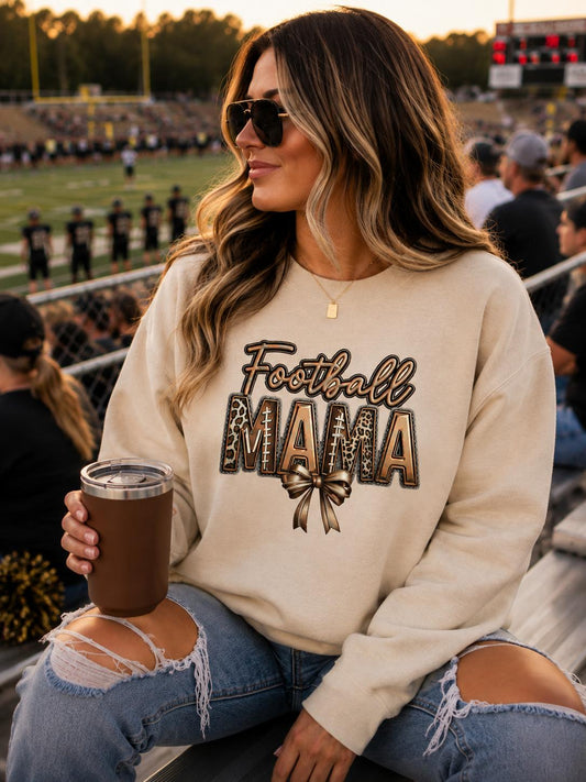 Football Mama Sweatshirt, Football Mom Crewneck, Leopard Football Sweatshirt, Game Day Crewneck, Sports Mom Sweatshirt, Football Season Gift
