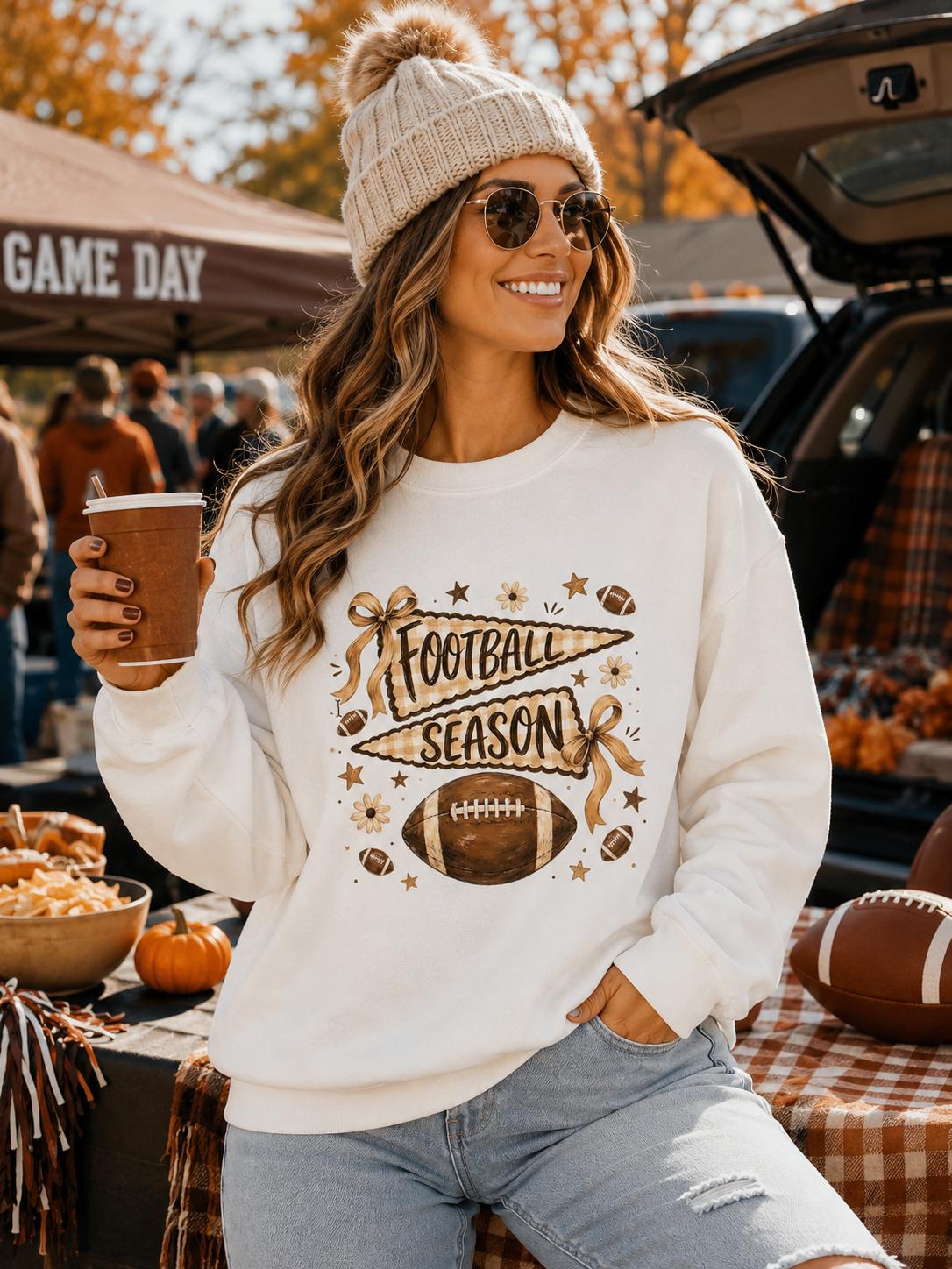 Football Season Sweatshirt, Vintage Football Crewneck, Fall Football Sweatshirt, Game Day Crewneck, Team Flag Sweatshirt, Football Mom