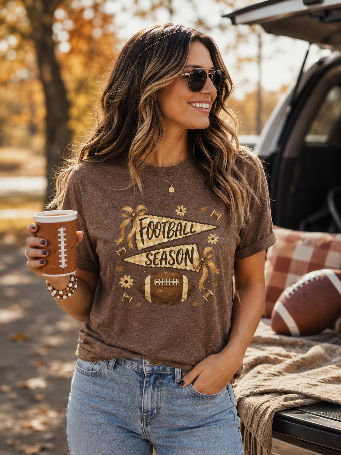 Football Season Shirt, Vintage Football Tee, Fall Football Shirt, Game Day T-Shirt, Team Tailgate Shirt for Women, Football Mom Fall Tee