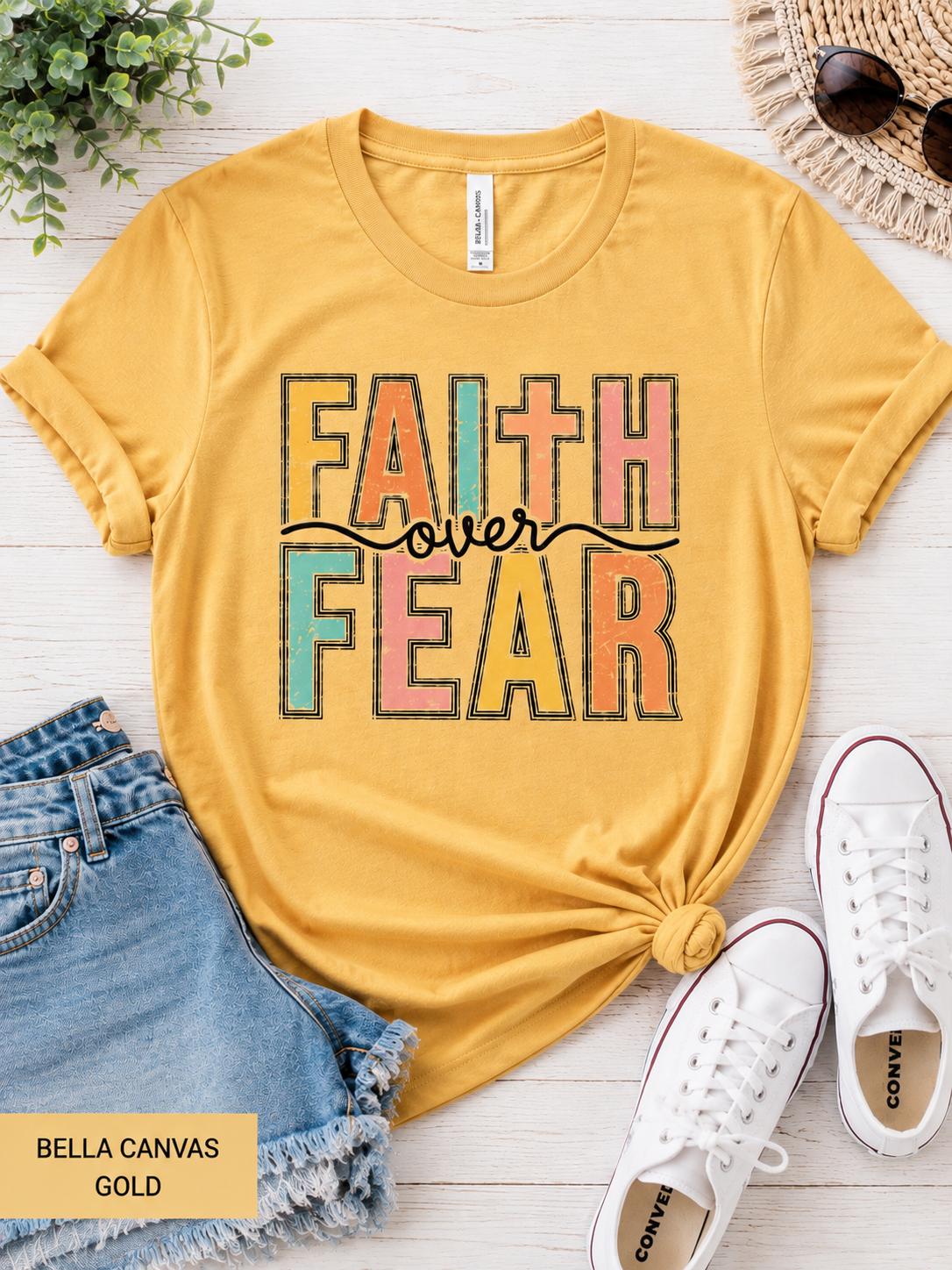 Faith Over Fear Christian TShirt, Trendy Religious Tee