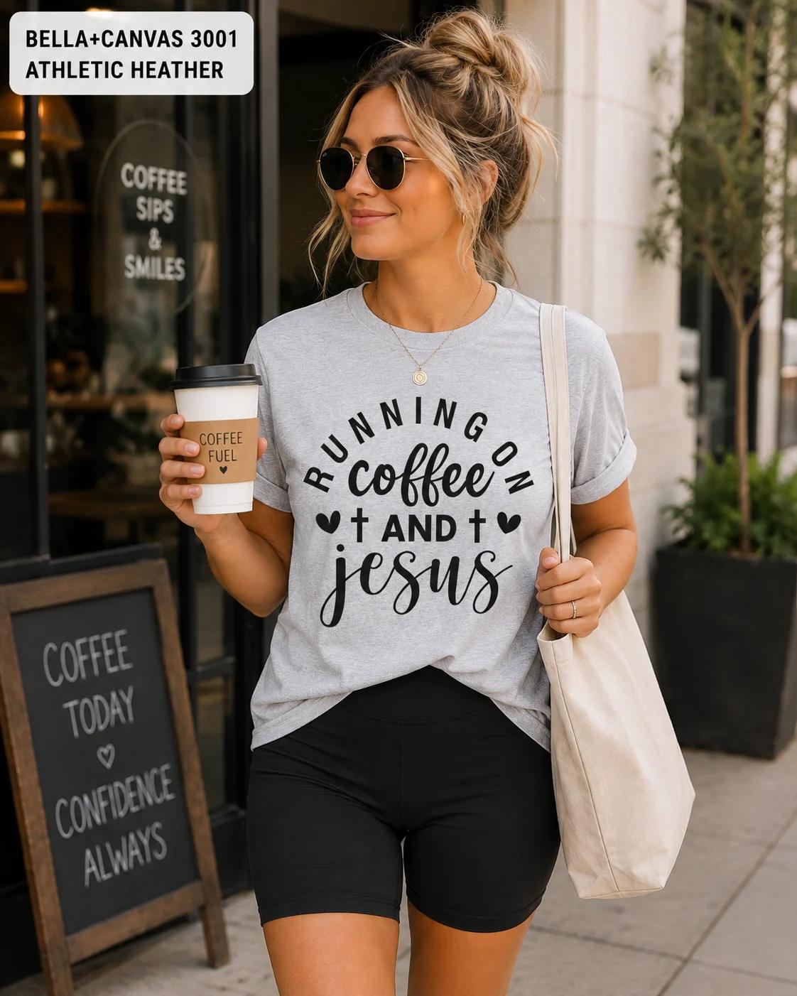 Running on Coffee and Jesus Shirt, Christian Graphic Tee, Faith Apparel