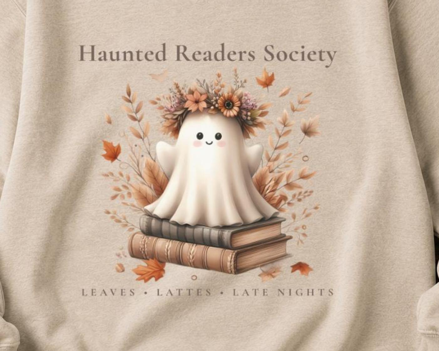 Ghost Book Lover Crewneck, Haunted Readers Society Sweatshirt, Cozy Fall Reading Sweatshirt, Book Club Crewneck, Spooky Season Bookish Gift