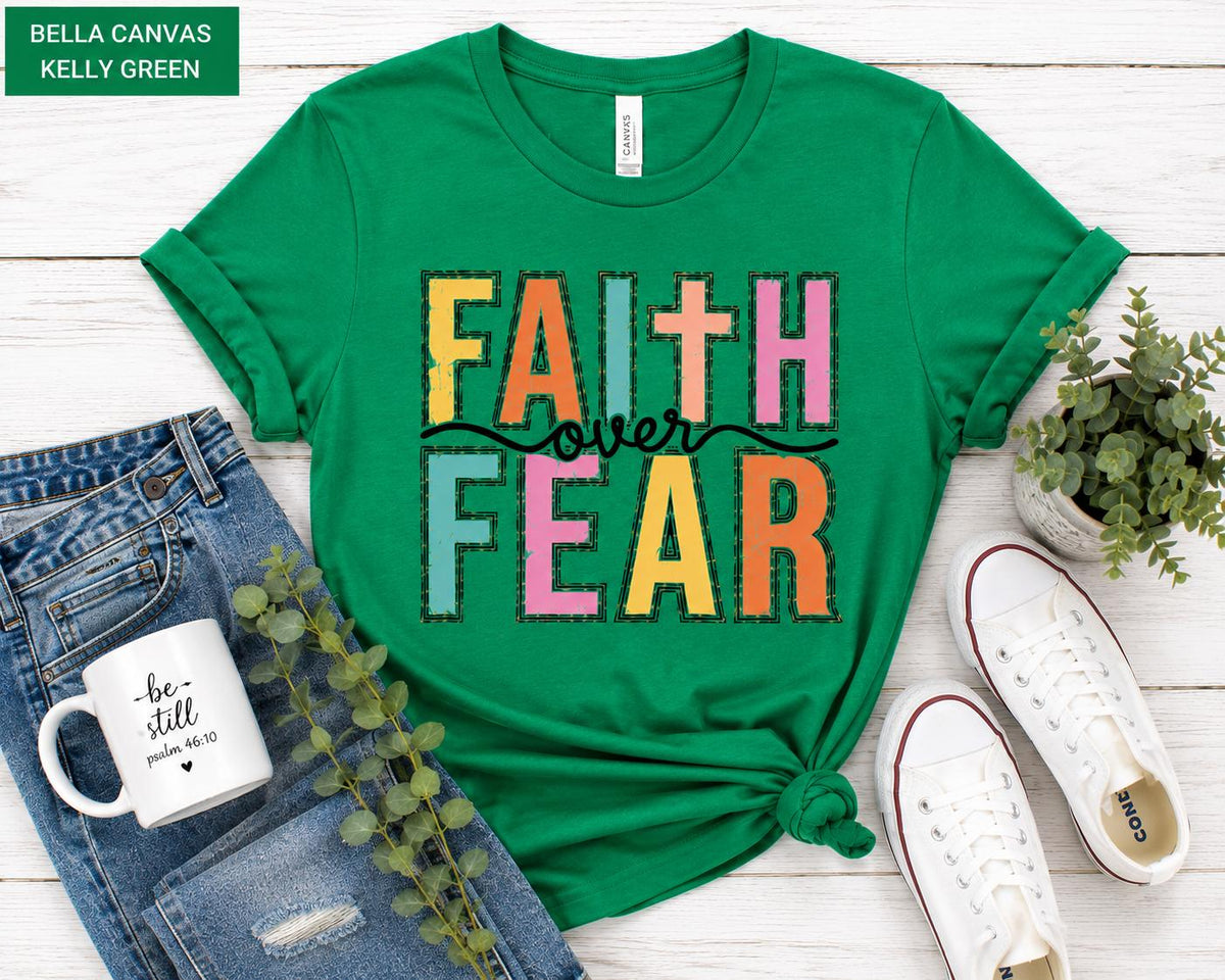 Faith Over Fear Christian TShirt, Trendy Religious Tee