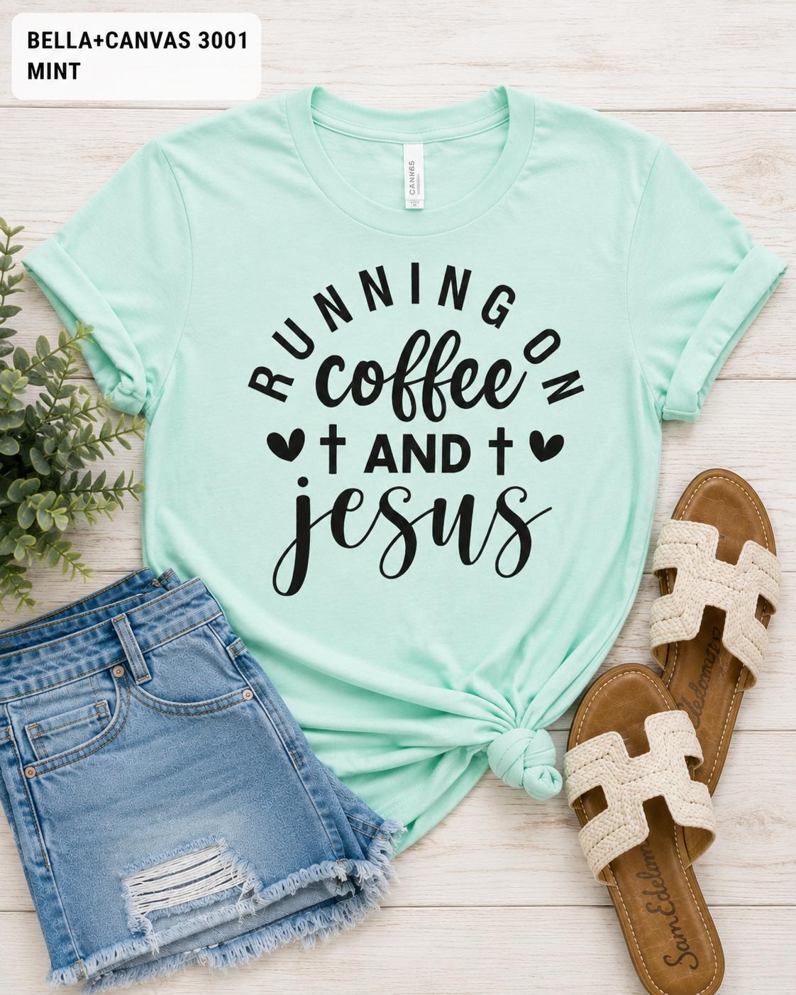 Running on Coffee and Jesus Shirt, Christian Graphic Tee, Faith Apparel
