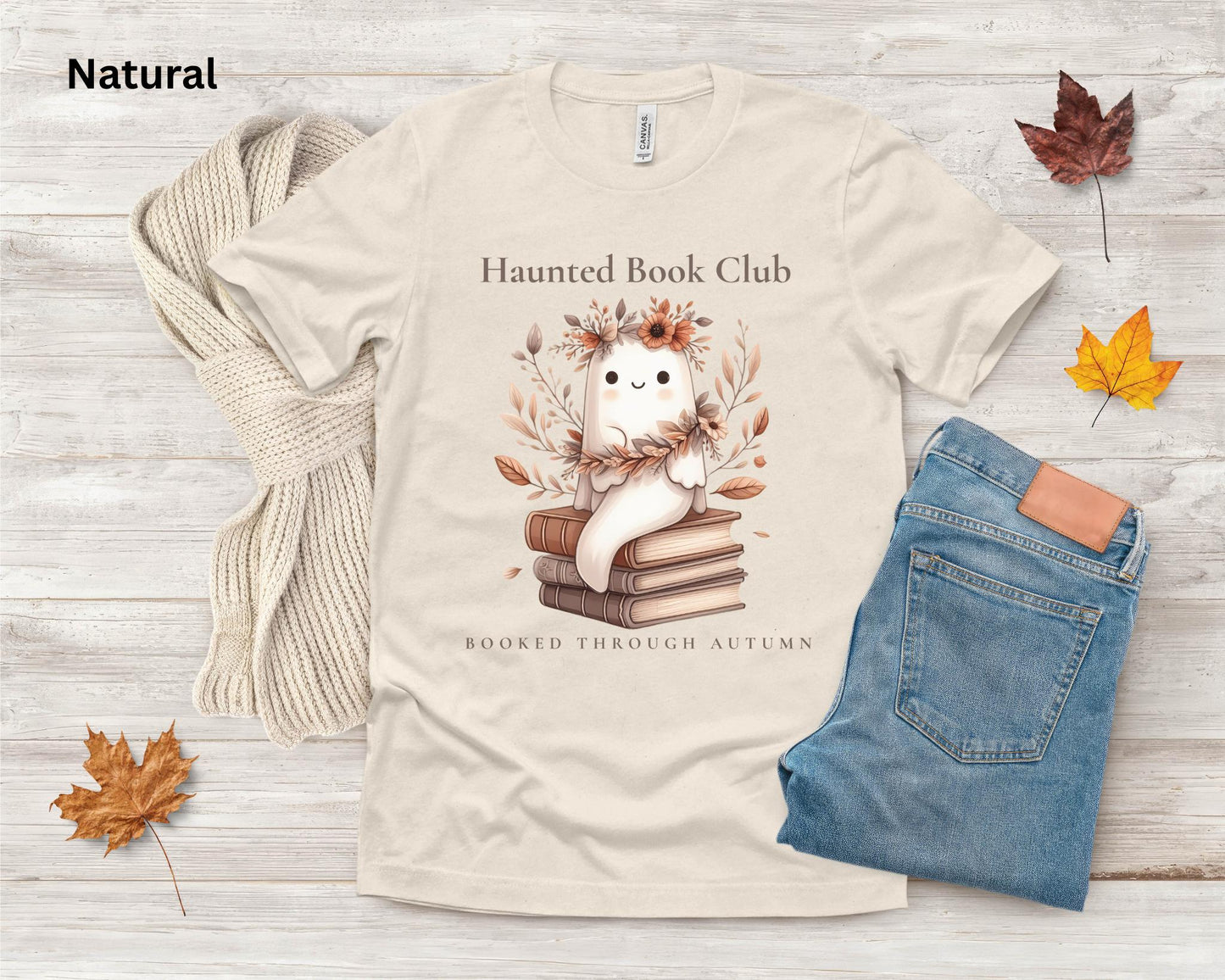 Haunted Book Club Shirt, Booked Through Autumn Tee, Ghost Book Lover Shirt, Cute Fall Reading T-Shirt, Bookish Halloween Tee, Spooky Season