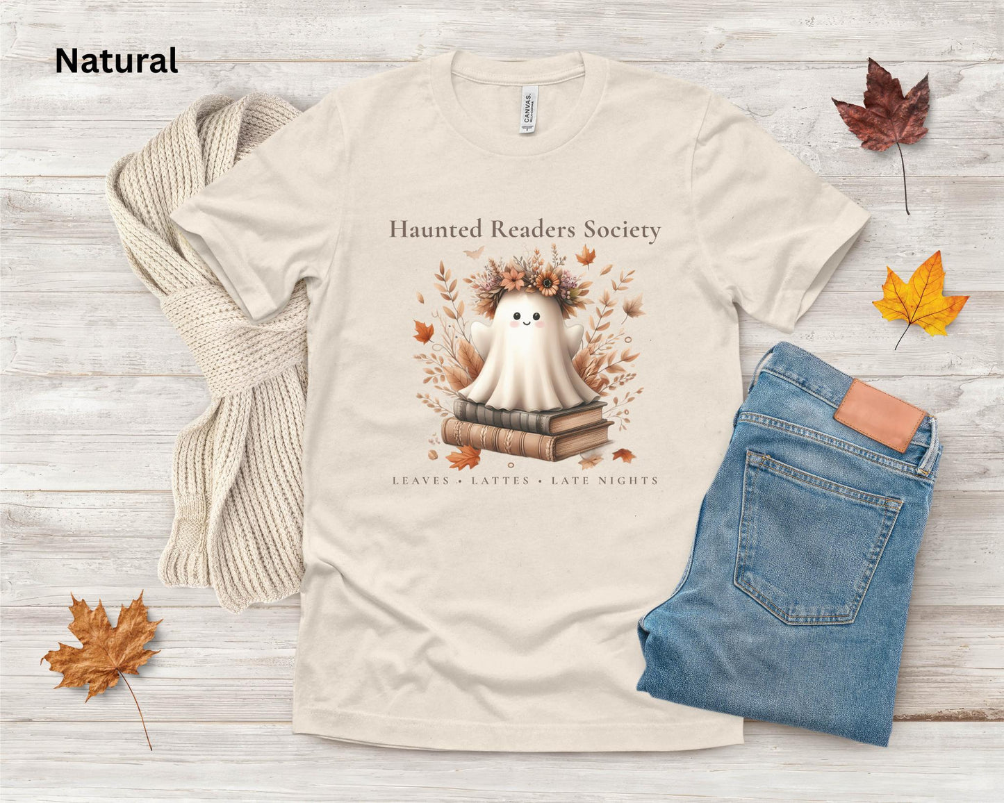 Haunted Readers Society Shirt, Ghost Book Lover Tee, Bookish Fall T-Shirt, Cozy Reader Graphic Tee, Autumn Book Club Shirt, Book Lover Gift
