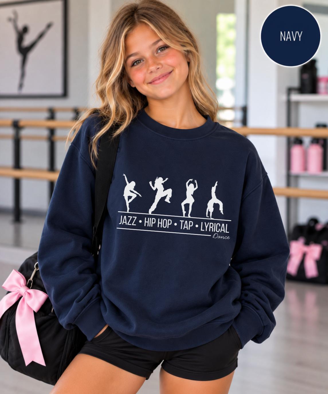 Personalized Dance Shirt or Sweatshirt, Dancer Gift, Jazz Hip Hop Tap Lyrical Shirt, Dance Tee, Youth Adult Dance Shirt