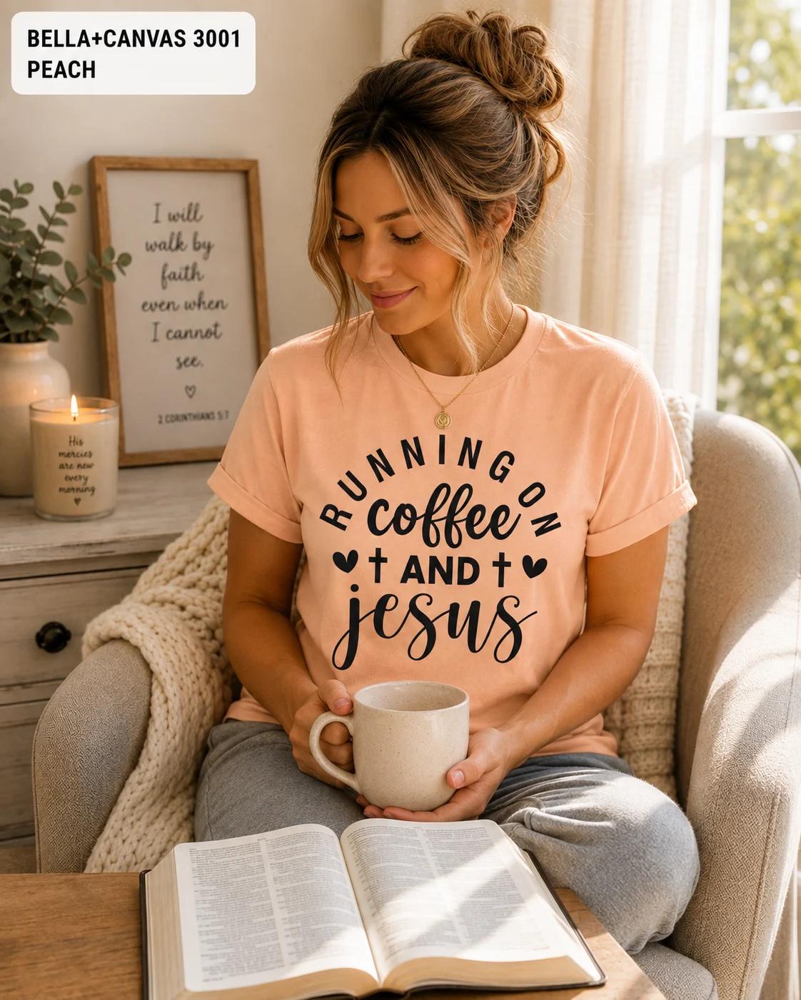 Running on Coffee and Jesus Shirt, Christian Graphic Tee, Faith Apparel