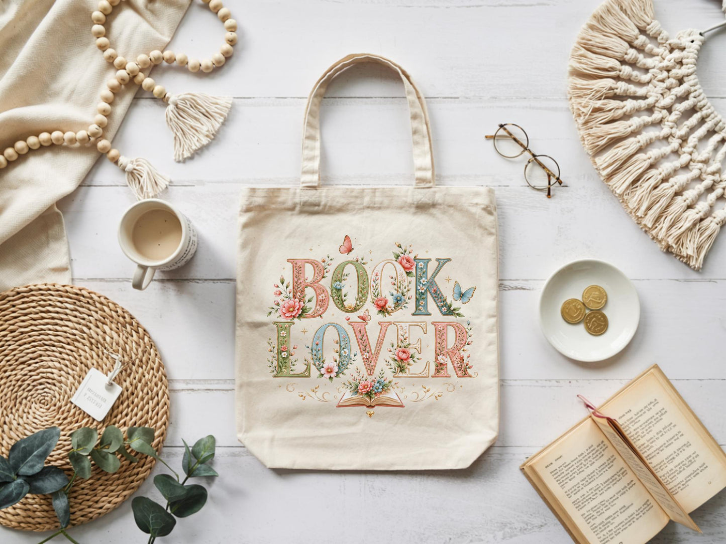 Floral Book Lover Tote Bag