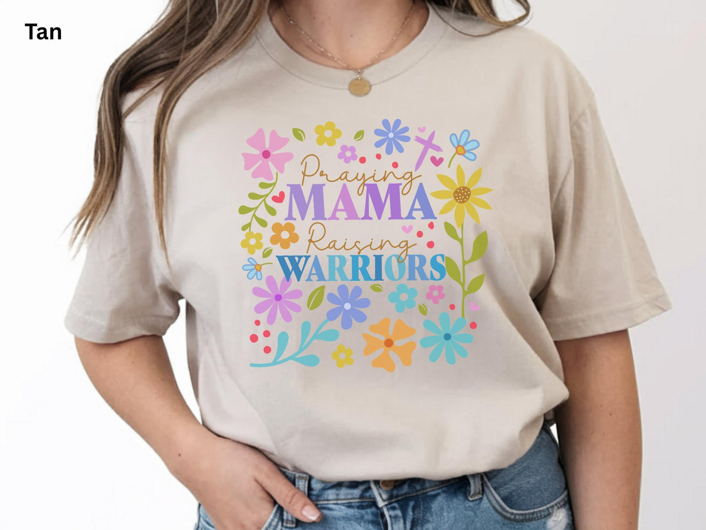 Praying Mama Raising Warriors Christian Tee