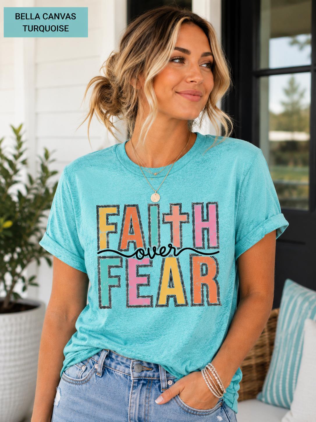 Faith Over Fear Christian TShirt, Trendy Religious Tee