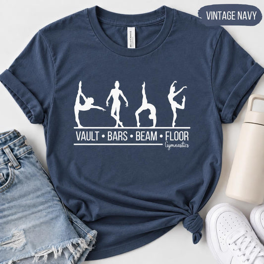 Personalized Gymnast Shirt or Sweatshirt, Gymnast Tee, Vault Bars Beam Floor Shirt, Gymnastics Gift, Youth Adult Gymnast Shirt