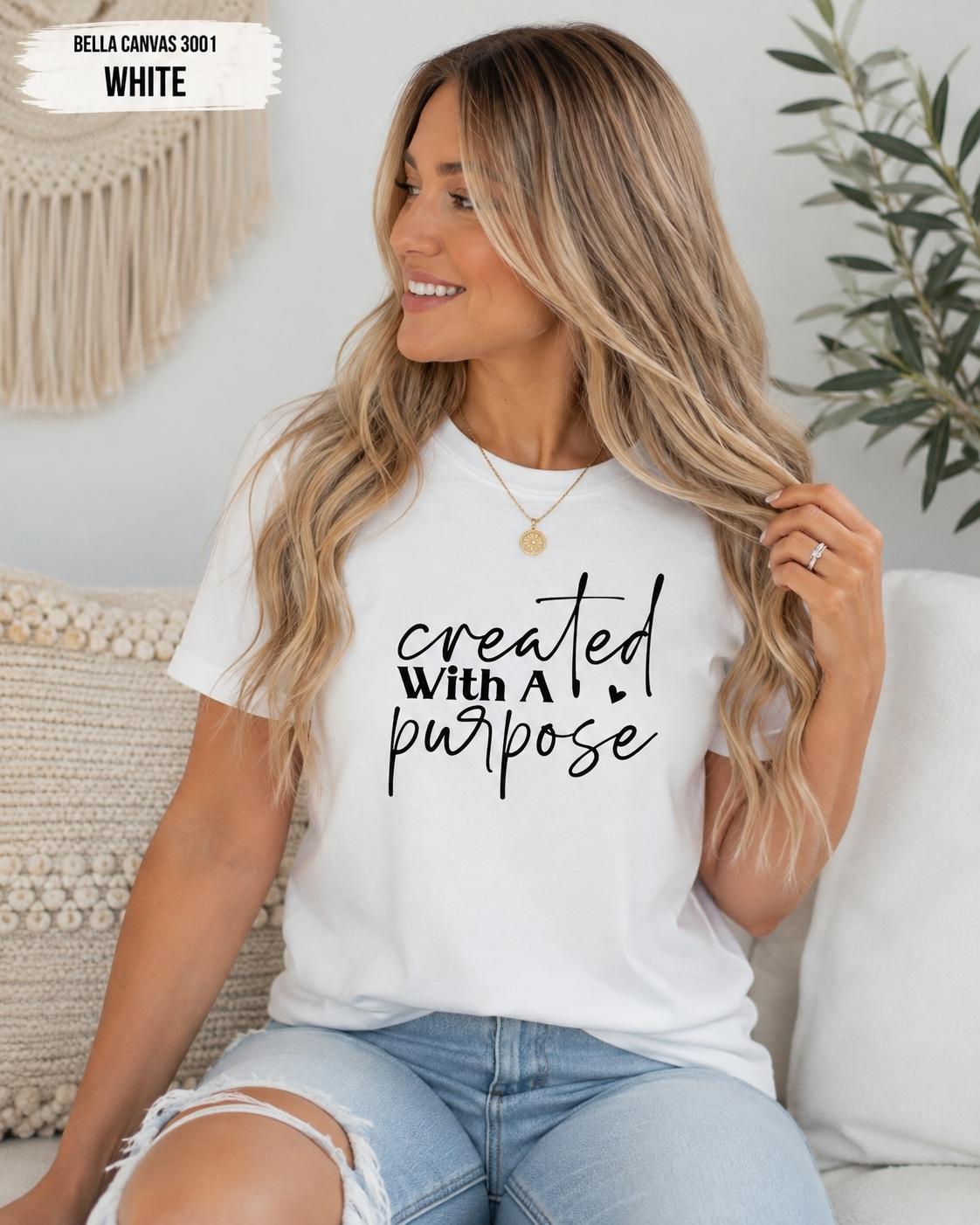 Created With Purpose Christian T-Shirt, Inspirational Bible Verse Tee, Faith Apparel