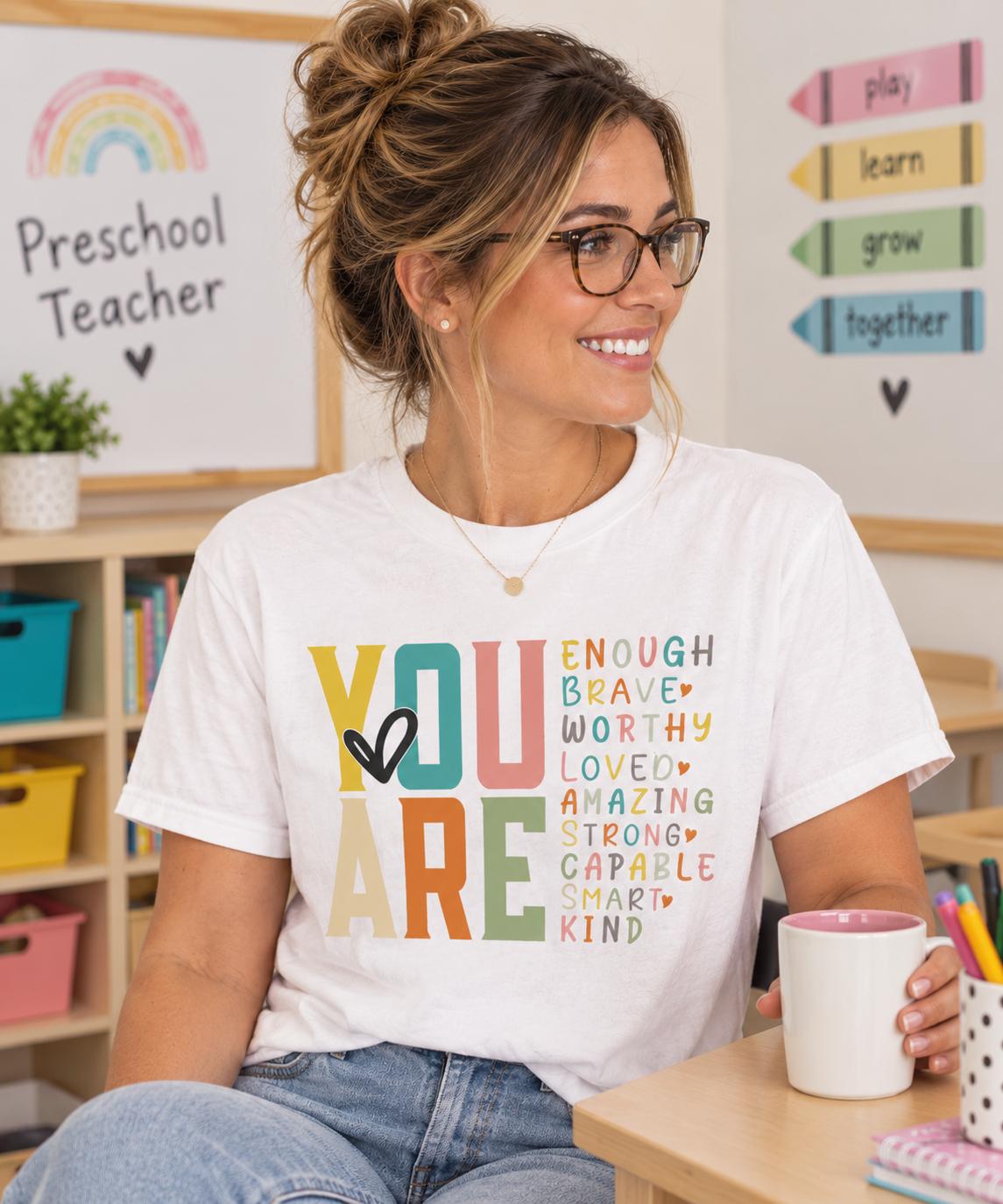 You Are Enough Inspirational Shirt, Positive Affirmation Tee, Mental Health Awareness Shirt