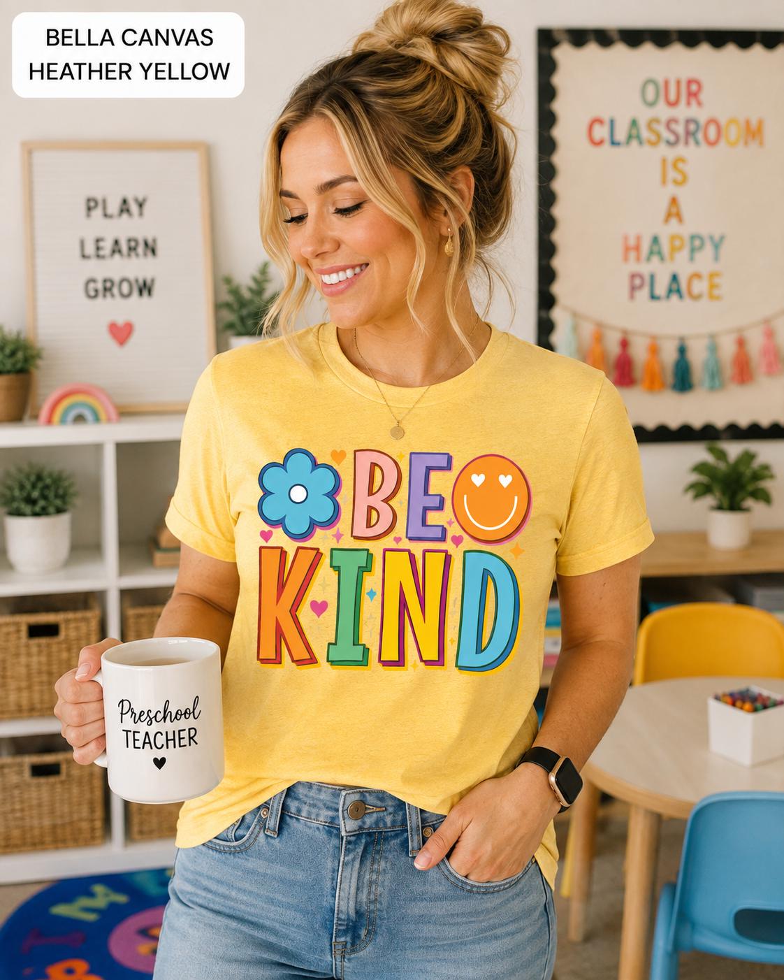 Be Kind Shirt, Retro Kindness Tee, Positive Vibes Shirt, Rainbow Smiley Graphic Tee