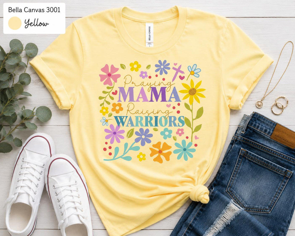 Praying Mama Raising Warriors Christian Tee